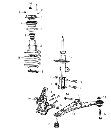 2020 Dodge Grand Caravan Suspension - Front, Springs, Shocks, Control Arms Diagram