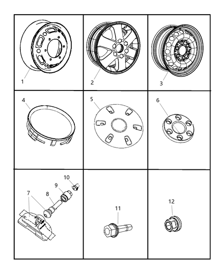 2009 Dodge Sprinter 3500 Wheel Center Cap Diagram for 68025430AA