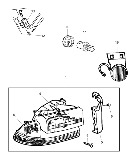 2001 Dodge Durango Bracket-Fog Lamp Diagram for 55077549AA