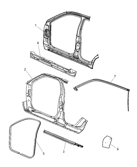 2009 Jeep Grand Cherokee Panel-Body Side Aperture Front Diagram for 5142292AD