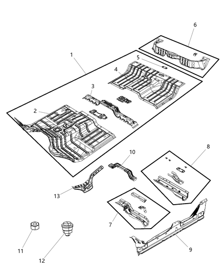 2017 Ram 1500 CROSMEMBE-Rear Floor Diagram for 55372676AA