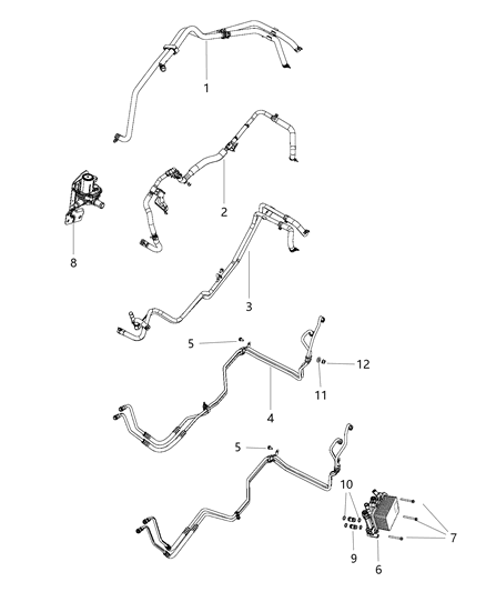 2016 Ram 1500 TRANSLINE-Oil Cooler Pressure And Ret Diagram for 68273168AA