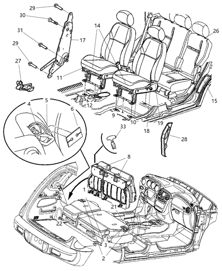 2003 Chrysler PT Cruiser Cable-Rear Seat Release Diagram for 5066244AB