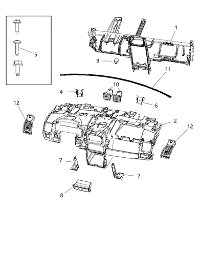 2018 Dodge Grand Caravan Instrument Panel Structure Diagram