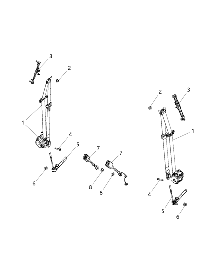 2015 Chrysler 200 Front Inner Seat Belt Diagram for 1SU821X9AF