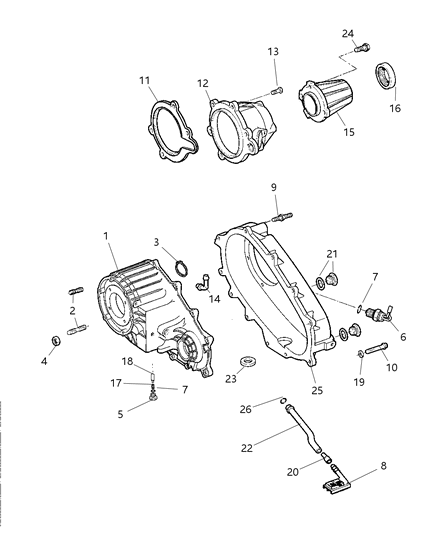 2000 Dodge Ram 3500 Case & Related Parts Diagram 1