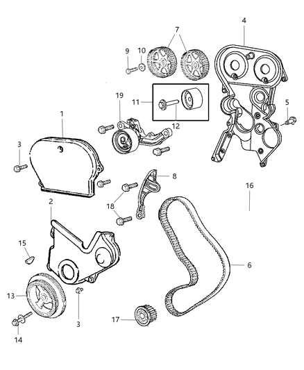 2005 Chrysler Sebring Timing Belt / Chain & Cover Diagram 2