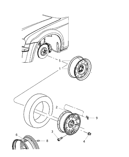 2007 Chrysler 300 Aluminum Wheel Diagram for 1EP23SZ0AA