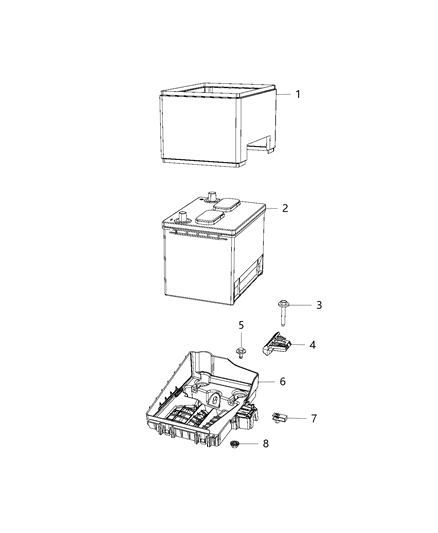 2017 Jeep Patriot Battery, Battery Tray, And Support Diagram