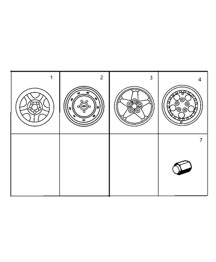 1999 Jeep Wrangler Alloy Wheel Diagram for 52088157