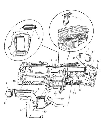 2000 Dodge Neon Air Distribution Ducts Diagram