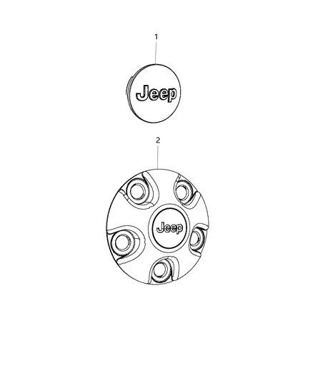 2019 Jeep Wrangler Wheel Center Cap Diagram for 1LB77GSAAC