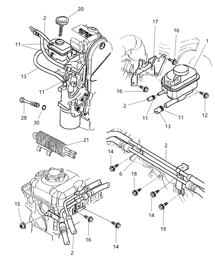 1998 Chrysler Sebring Convertible Power Steering Hoses Diagram