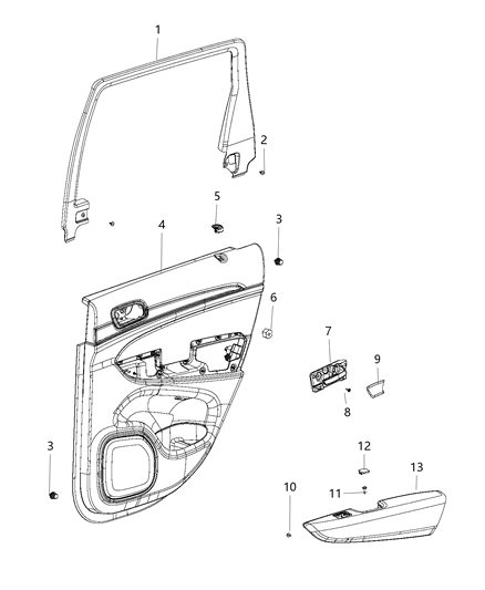 2019 Dodge Durango Panel-Rear Door Trim Diagram for 6CV881RRAD