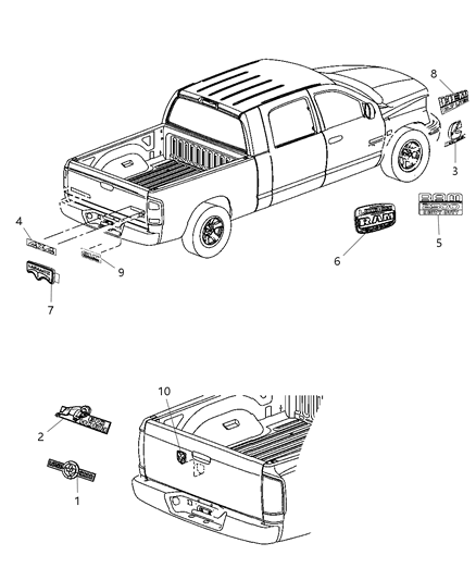 2011 Ram 2500 Nameplates - Emblem & Medallions Diagram