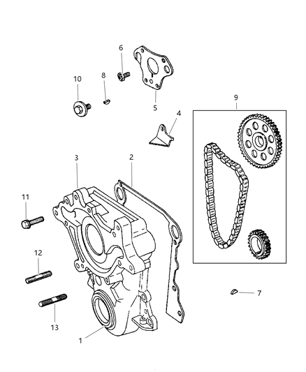 1998 Dodge Durango Timing Cover Diagram 1