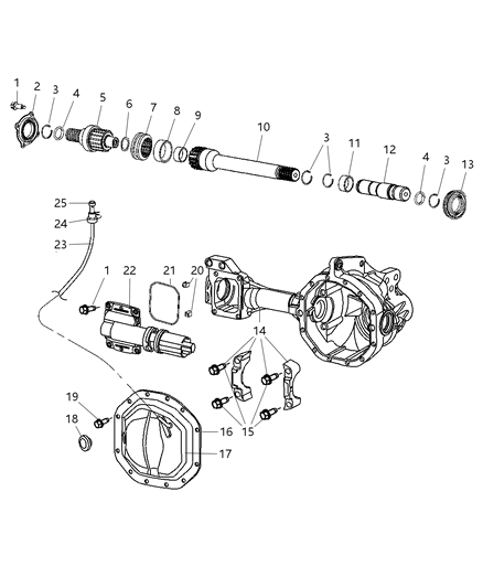 2006 Dodge Ram 1500 Axle Housing, Front Diagram