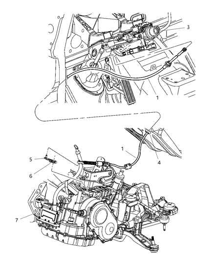 2004 Dodge Grand Caravan Transmission Gearshift Control Cable Diagram for 5127717AA