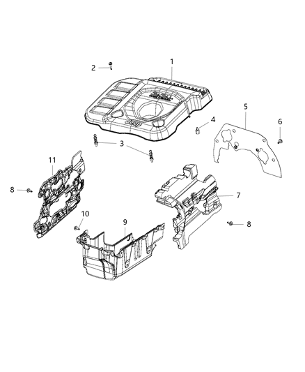 2018 Jeep Wrangler Engine Cover & Related Parts Diagram 3