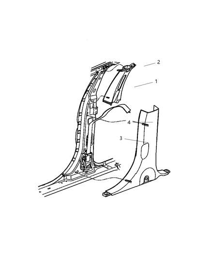 2005 Chrysler Pacifica Panel-B Pillar Upper Trim Diagram for TW28TL2AB