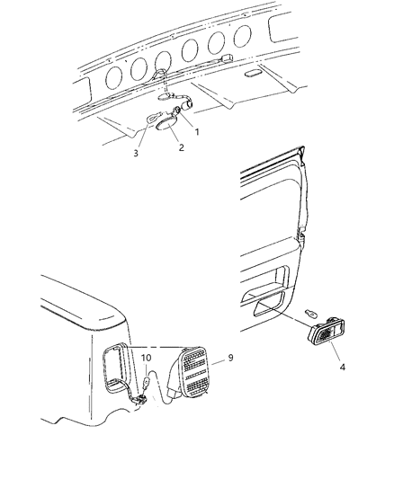 2003 Chrysler Sebring Sedan & Convertible Lamps - Cargo, Dome, Courtesy & Trunk Diagram
