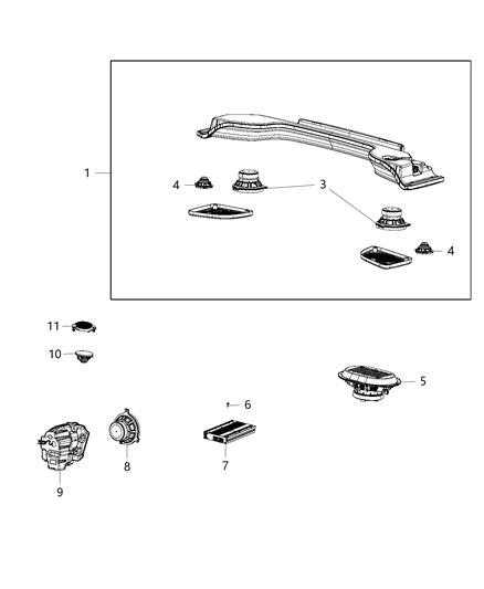 2017 Jeep Wrangler Grille-Speaker Diagram for 5RC20DX9AC