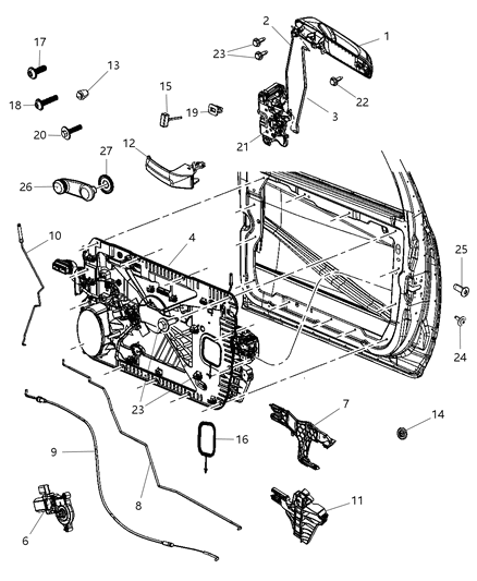 2012 Ram 3500 Front Door, Hardware Components Diagram