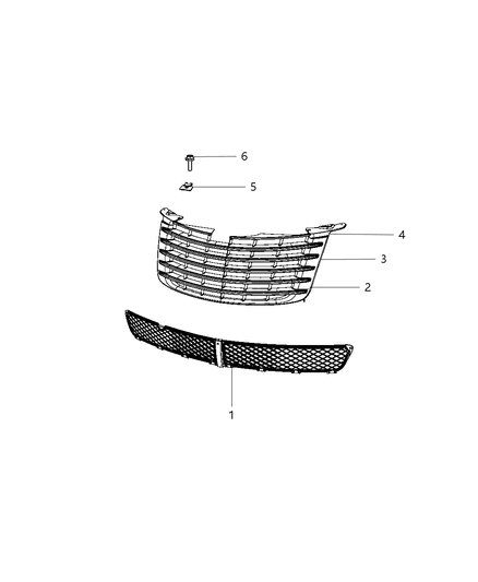 2009 Chrysler PT Cruiser Grille-Radiator Diagram for ZG98GPLAD