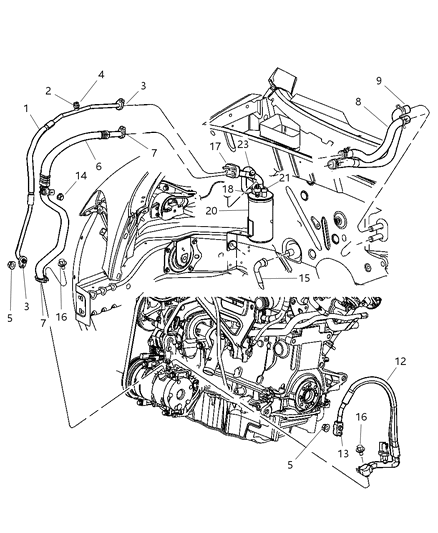 2004 Chrysler PT Cruiser Line-A/C Liquid Diagram for 5058002AD