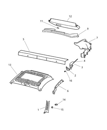 2005 Chrysler Crossfire Headliner Diagram for 1BV08XDVAA