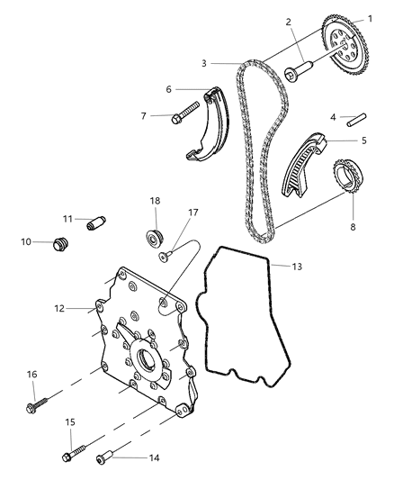 2006 Chrysler PT Cruiser Timing Belt / Chain & Cover Diagram 1