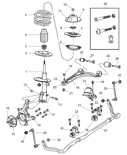 2004 Chrysler Pacifica Suspension - Front Diagram