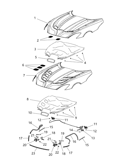 2013 Dodge Viper Cable-Hood Latch Diagram for 68156854AB