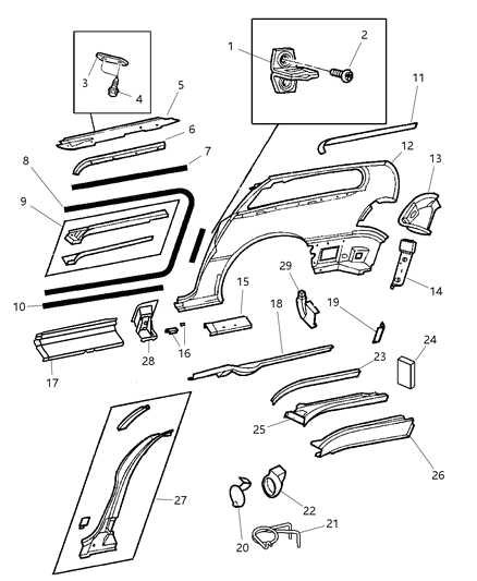 2007 Dodge Caravan Quarter Panel With Sliding Door Diagram