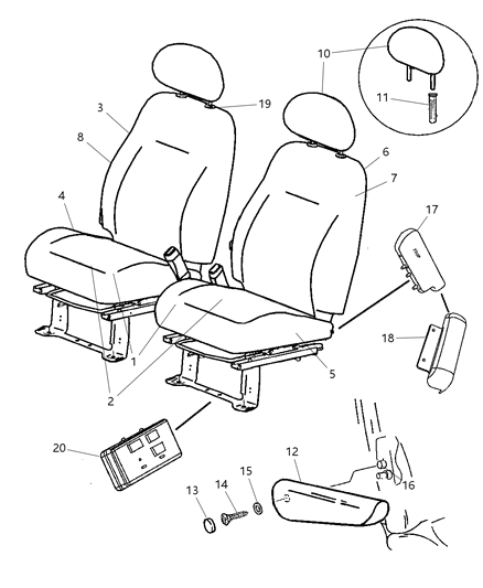 2005 Chrysler PT Cruiser Front Seat Cushion Cover Diagram for 1BP511FLAA