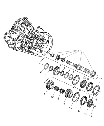 2009 Chrysler PT Cruiser Input Shaft , Counter Shaft And Reverse Shaft Diagram 1