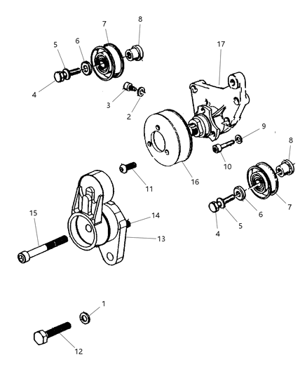 1998 Jeep Cherokee Bolt-Belt TENSIONER Diagram for 5003536AA