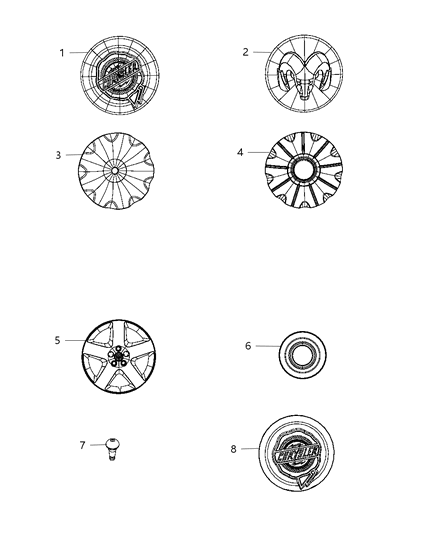 2010 Dodge Charger Wheel Covers & Center Caps Diagram