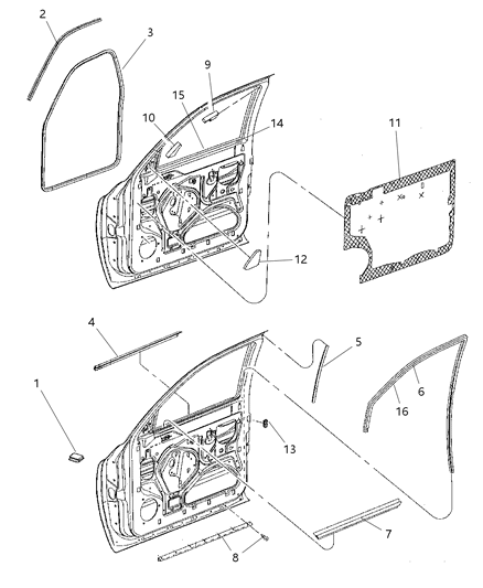 2004 Dodge Dakota Seal-Door Mirror Bezel Diagram for 55257327AC