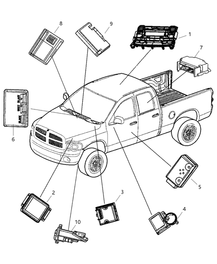 2005 Dodge Ram 2500 Module-Overhead Console Diagram for 56049707AE