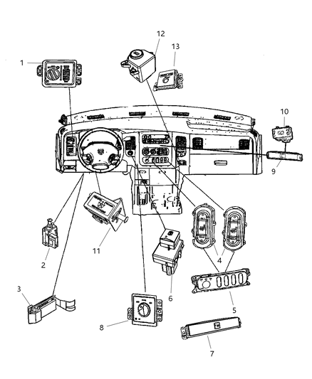 2010 Dodge Ram 3500 Switches Instrument Panel Diagram
