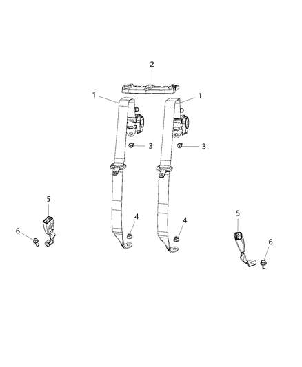 2014 Chrysler 200 Seat Belts Rear Diagram 1