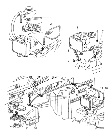 2007 Dodge Nitro HCU & Brake Lines, From HCU To Master Cylinder Diagram