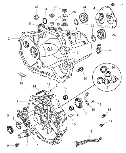 2007 Dodge Caliber Case , Transaxle & Related Parts Diagram