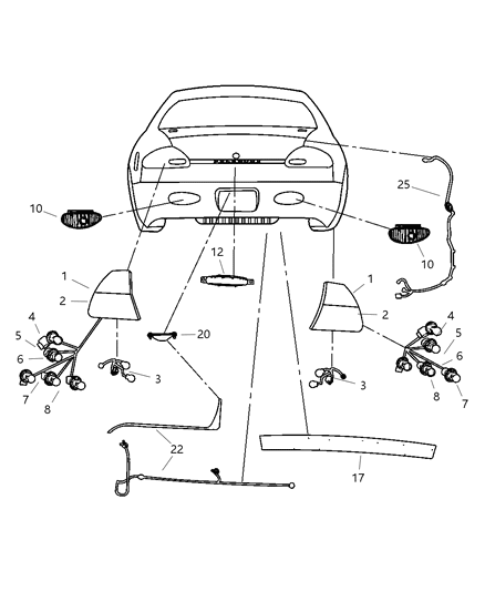 2001 Dodge Intrepid Lamps - Rear Diagram