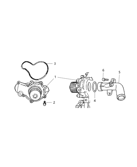 2007 Dodge Caravan Water Pump & Related Parts Diagram 1