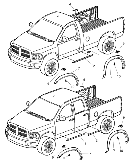 2008 Dodge Ram 2500 Molding-Rear Door Diagram for 55077818AA