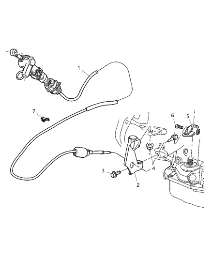 2005 Dodge Ram 3500 Automatic Transmission Gear Shift Shifter Control Cable Diagram for 52107846AG