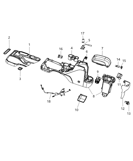 2013 Jeep Wrangler Floor Console Diagram