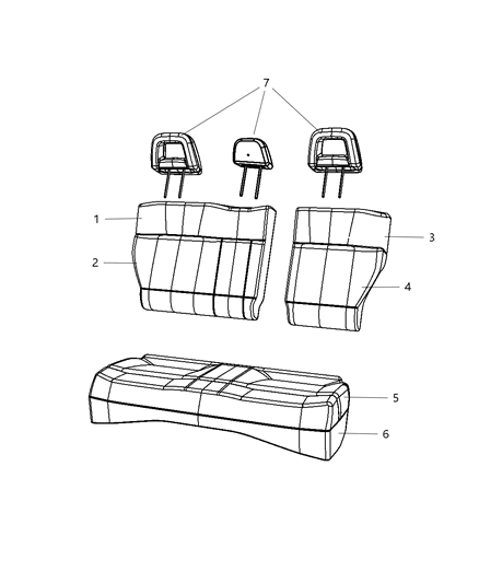 2008 Dodge Caliber Rear Seat Cushion Cover Diagram for 1LY371DRAA